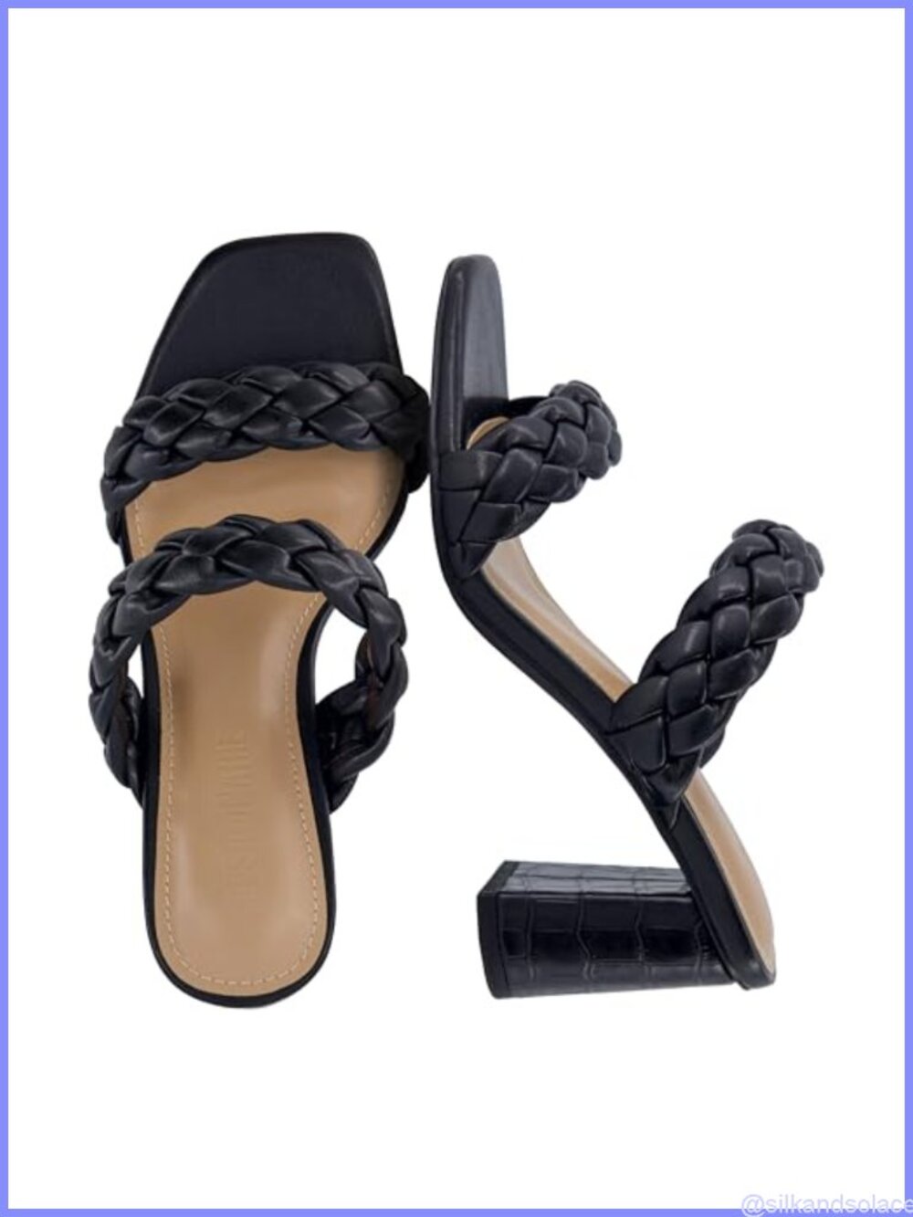CUSHIONAIRE Women's Braided Block Heel Sandals Square Toe Memory Foam